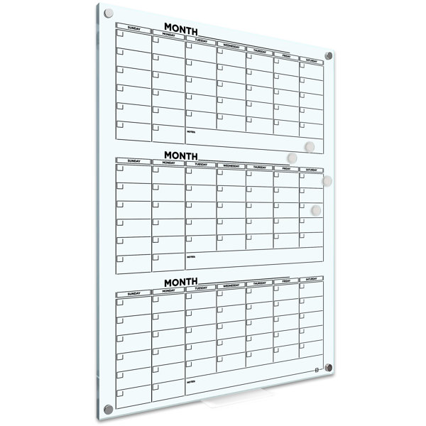 Scribbledo Wall Mounted Monthly Glass Calendar 34" x46" Wayfair Canada